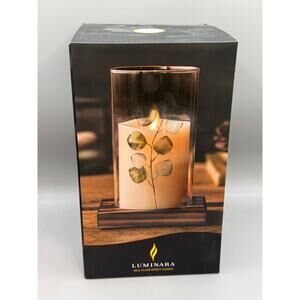 Luminara Eucalyptus Hurricane Glass Faux Candle Set NEW